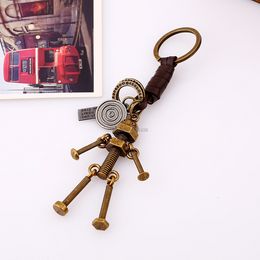 Screw Bolt Robot Keychain Bronze Movable Robot Keyring Bag Hangs Rings Key Holders Fashion Jewelry Will and Sandy