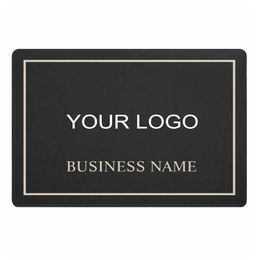 Modern Black and Gold Company Business Personalised Welcome Door Mat High Quality Custom Branding Rug Carpet Doormat Floor 210727
