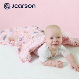 JCARSON Baby Thick Blanket Swaddling Newborn Soft Fleece Solid Bedding Cotton Quilt Swaddle Wrap Double Layer Envelope Stroller 210309