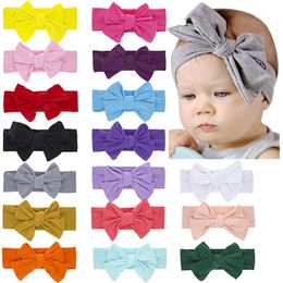 Fashion Handmade Double Bows Infant Elastic Headband Baby Soft Comfortable Polyester Cotton Hairband Toddler Bowknot Headwear