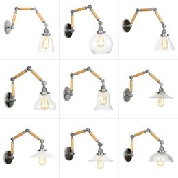 24v halogen bulb Canada - Wall Lamp Ways Is Diffuse Coffee Folding Personality, Wrought Iron Decorative Lamp, Wood Arm