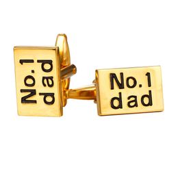 Cuff link No.1 Dad Shape yellow Gold/Silver Colour Cufflinks For Mens Whole Men Jewellery Father's Gift C318