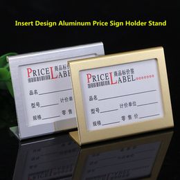 Small Size L Shape Aluminum Table Sign Price Tag Label Display Stand Paper Card Holder For Supermarket ,gift store