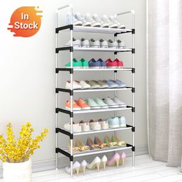 Easy Assemble Shoe Rack Sneakers Stand Boots Rack Portable Space-saving Home Dorm Stand Holder Metal Shoe Shelf with Handrail 210306