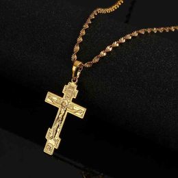 Russian Orthodox Christianity Church Eternal Cross Pendant Necklace Russia Greece Ukraine Jewelry G1213