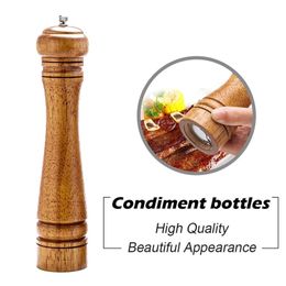 Rubberwood Manual Mill Salt Pepper Grinder Kitchen Restaurant Grinding Tool Spice Ceramic Rotor cruet kitchen tool 210611