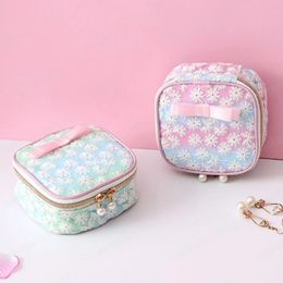 Cute Mesh Embroidery Storage Bag Put Sanitary Napkin Bag Aunt Towel Square Bag