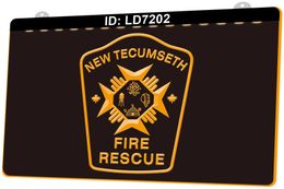 LD7202 Tecumseth Fire Rescue 3D Engraving LED Light Sign Wholesale Retail