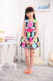 ! cotton girls dresses fashion polka dot kids sleeveless for summer children bowknot retail 210615