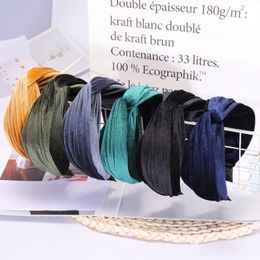 Vintage Velvet Knot Design Pure color Headbands Women Fashion Hairbands Cross hair accessories