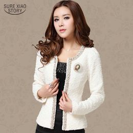 long sleeve plus size jacket fashion elegant Beading Diamond women jacket abrigos mujer invierno coat women 661B 80 210527