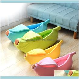 Houses Kennels Aessories Dog Supplies Home Gardenana Shaped Cat Bed House Warm Cozy Puppy Cushion Kennel Portable Soft Pet Sofa Cute Sleepin