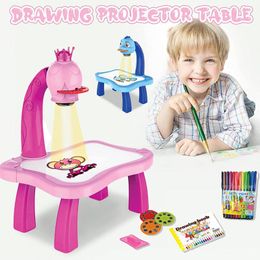 Party Favour Children Led Projector Art Drawing Table Toys Kids Painting Board Desk Writing Crafts Educational Learning Tools Toy For Girl