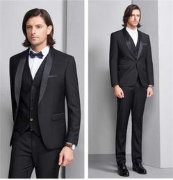 Handsome Groomsmen Shawl Lapel Groom Tuxedos Wedding Dress Men Suits Blazer Prom Dinner (Jacket+Pants+Tie+Vest) A691 X0909