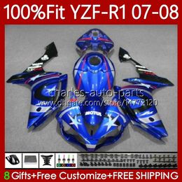 100%Fit Fairings OEM For YAMAHA YZF-R1 YZF R 1 1000 CC YZFR1 07 08 MOTO Bodywork 91No.82 YZF R1 Gloss blue 1000CC YZF1000 2007 2008 YZF-1000 2007-2008 Injection Mould Body