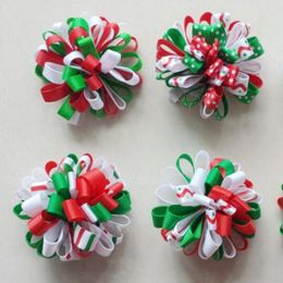 Xmas Hair Elastic Bobbles Ties Bows Flowers Balls Loopy Ribbon Bowknot Girl Kids Ponytail Holde Hairbands Hairpins Accessories HD3236