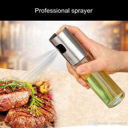 100ml Sprayer Glass Oil Sprayer Olive Silver Stainless Steel Spray Oil Bottle Can Jar Pot Tool Can Pot Oil Sprayer