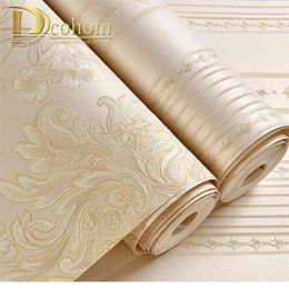NoEnName_NuIl simple Luxury European Style Wallpaper Home Decor Striped Damask 3D Wall Paper Rolls For Bedroom Living Roo 210722