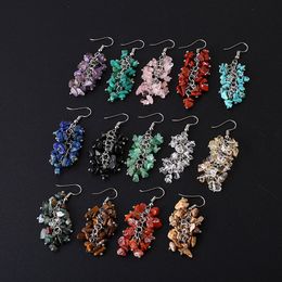Irregular Natural Crystal Stone Silver Plated Handmade Earrings Dangle Party Club Decor Energy Jewellery For Women Girl