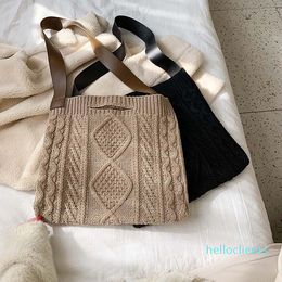 Shoulder Bags 2021 Square Hollow Straw Beach Bag Handmade Woven Wool Shopping Travel Bohemian Summer Vacation Casual Tot