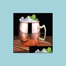 Mugs Drinkware Kitchen, Dining & Bar Home Garden Moscow Me Mug Stainless Steel Beer Cup Rose Gold Sier Copper Hammered Plated Beverage Rrd77
