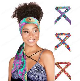 Fashion African pattern satin belt headscarf Long headbands Hair Wrap Headwear Turban Ladies Hair Accessories