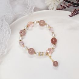 Style Strawberry Bracelet Female Exquisite Antique Amethyst Pearl Micro-Inlaid Simple Color Hair Crystal Jewelry