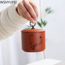 Chinese Purple Clay tea jar travel tea bag storage box Portable Sealed Tea caddy coffee canister Kitchen spice organizer