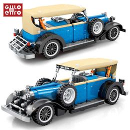 785Pcs Classic Vintage Vehicle Building Blocks City Pull Back Car Creator Ideas Bricks Children DIY Toys Christmas Gifts Q0624