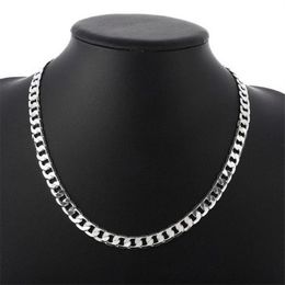 Classic Men's Silver Chain Necklaces High Quality Jewellery Personality 16-24 Inches 8MM Necklace Fashion Christmas Gifts