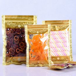 100pcs Clear Plastic Zip Lock Packaging Bag Resealable Gold Snack Spice Flour Sugar Kitchen Fidge Fresh Heat Sealing Pouches Factory price expert design Quality