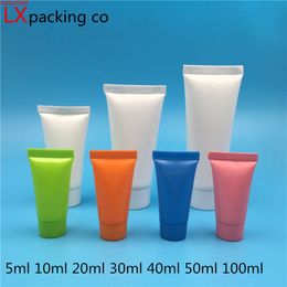 100PCS 10ML 30ML 50ML Empty White Pink Blue Plastic Tube Bottles Shampoo Cream Sample Cosmetic Containers Small Travel Tubetehigh qualtity