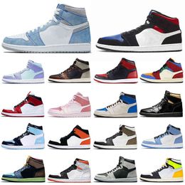 Newest Discount 1s men basketball shoes 1 Hyper Royal University Blue Banned Bred Shadow UNC women mens trainers sports sneakers Breathable jorda jordens