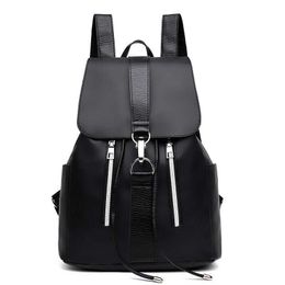 New Fashion Double Zipper Anti-theft Backpack High Quality Leather School Bags for Teenager Girls Women Backpack Travel Bags Q0528