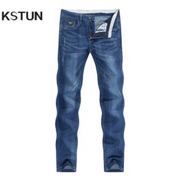 KSTUN Jeans Men Summer 2021 Blue Slim Straight Denim Pants Casual Fashion Men's Trousers Full Length Cowboys Male Jeans Hombre X0621
