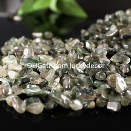 1000g Green Rutilated Quartz Tumbled Stone Chips Crushed Irregular Natural Rock Crystal Quartz Gemstone Pieces Home Indoor Decorative Gravel