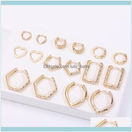 Hoop Jewelryhoop & Hie Luxury Gold Earrings For Women Statement Heart Geometric Cz Crystal Korean Wedding Jewellery Gift1 Drop Delivery 2021 W