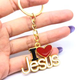 I Love Jesus Pendant Key Ring Religious Christian Keychain Car Bag Trinkets Accessories Jewellery Gift