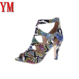 Snakeskin Printing Zapatos Fashion Summer hollow Sexy Exquisite Super High Heels Ladies Increased Peep toe Stiletto Womens Pumps X0526