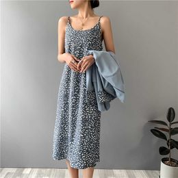 High Quality Spring Women's French VintageSpaghetti Strap Chiffon Dress Summer Elegant Women Casual Vestidos 210607