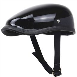 TT&CO Style Black Fiberglass Shell Berets Vintage Motorcycle Helmet Light Weight Half Face Helmet Motorbike Moto Helmet Q0630