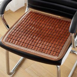 High Quality Bamboo Seat Pad Modern Home Office Chair Cushions Solid Colour Breathable Student Sit Mat Non-Slip 211203