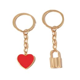 Keychains Lanyards Valentines Day Gift Peach Heart Keychain Lock Key Chain Bag Decoration