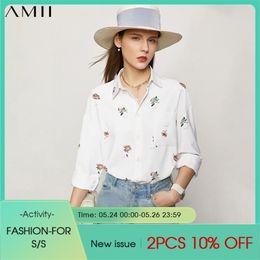 Minimalism Spring Women's Shirt Offical Lady Printed Lapel Chiffon Causal Blouse Tops 12140283 210527