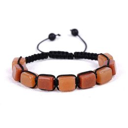Woven Rectangular Yoga 7 Chakra Natural Stone Cube Bracelets Adjustabel Bracelet Wrist band for women Fashion jewelry will and sandy