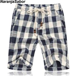 NaranjaSabor Summer Mens Casual Shorts Cotton Plaid Beach Men Fashion Short Male Sport Cool Brand Clothing 5XL N505 210806