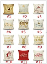 Christmas New Year gift pillowcase Merry Christmas elk snowflake design sofa cushion cover car waist pillow case 149styles JJD11289