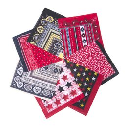 Multifunction New Paisley Star Geometry Print Bandana Headscarf Scarf Hip Hop Cotton Headband Square Scarf Handkerchief for Women Men 55*55cm