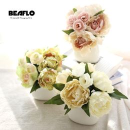 Decorative Flowers & Wreaths Wedding Bouquet Artificial Silk Flower Peony Fake Table Decoration Accessories Arrangement Home Garden Party De