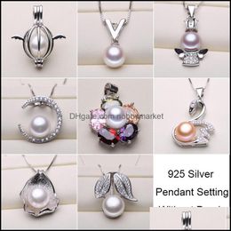 Jewellery Settings 925 Sier Pearl Necklace Sliver Pendant 8 Styles Diy With Chain Christmas Wedding Drop Delivery 2021 Lgeh8